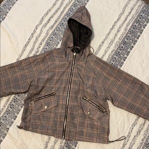 Plaid cropped windbreaker